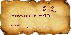 Petrovity Kristóf névjegykártya